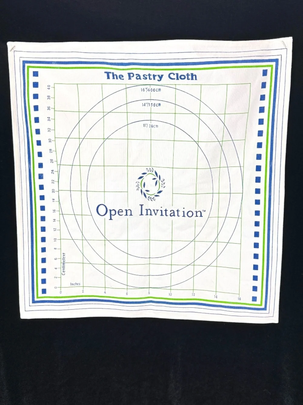 Open Invitation The Pastry Cloth Pie Crust Tart Rolling Liner 100% Cotton EUC